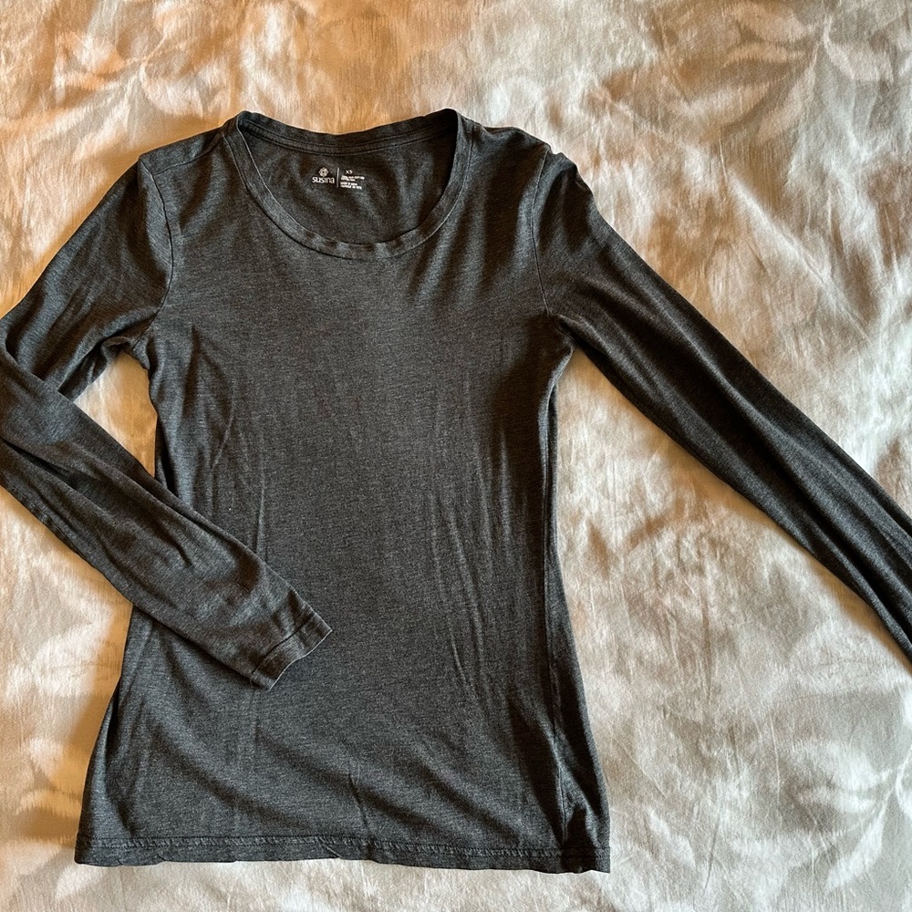 Susina Charcoal Long Sleeve Top